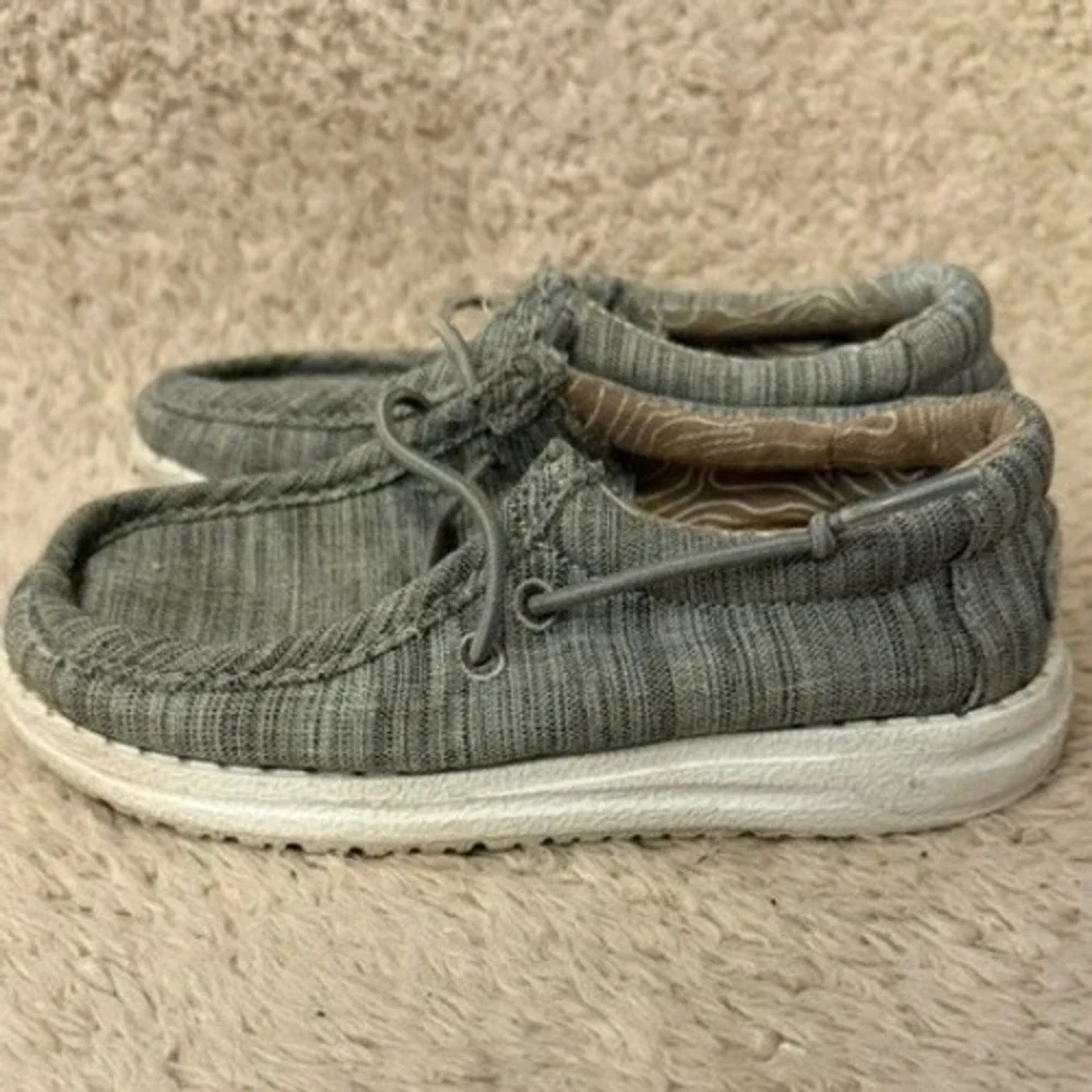 Hey Dude Shoes Toddler 8 Grey Wally Toddler Blend Linen Loafer Stone 40160-270